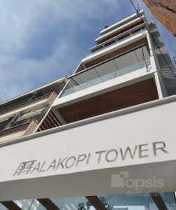 εξωτερική όψη του malakopi tower θεσσαλονίκης της Opsis Development